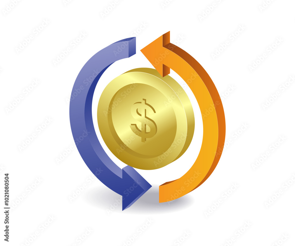 Business money arrow circle rotation flat illustration Business money arrow circle rotation flat illustration