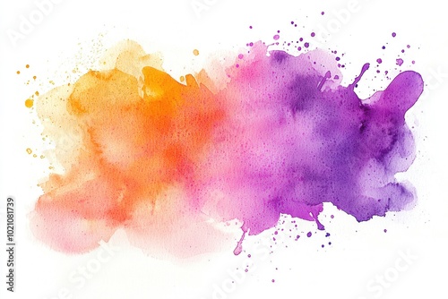 Aquarell Farbklecks Abstrakt Lila Orange Rosa Künstlerisch Farbverlauf Kreative Kunst Hintergrund Moderne Malerei Frische Farben Minimalistischer Stil Dekor Wandbild Farbspritzer Ästhetik Wasserfarben