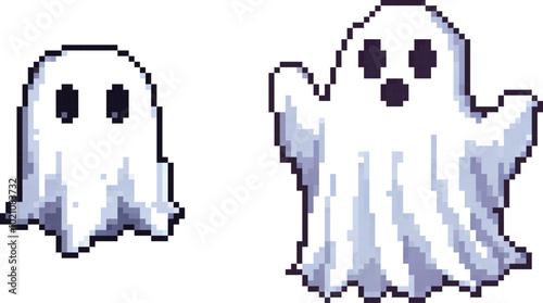 Pixel Art Ghost set for Halloween.