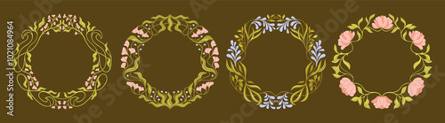 Art Nouveau floral frames. Decorative element. Vector.