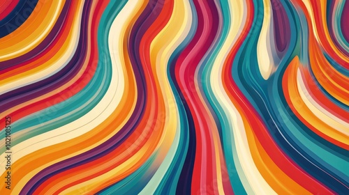 Colorful abstract design featuring wavy lines and shapes