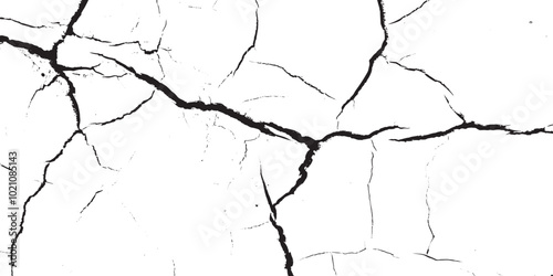crack concrete white wall or Cement wall background. Wall crack black silhouettes, earthquake effect. Fissure top view. distress grunge texture, cracked wall texture.