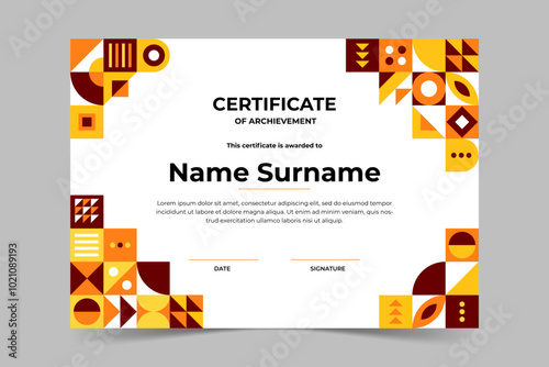 Modern elegant colorful certificate template with geometric shape. Appreciation for business and education. Vector illustration