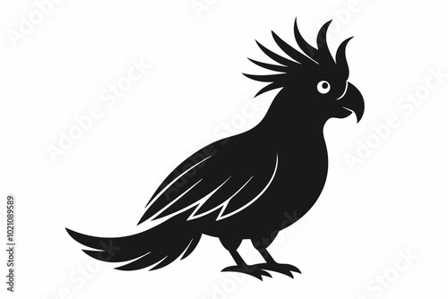 Cockatoo silhouette vector, Palm cockatoo bird icon vector illustration