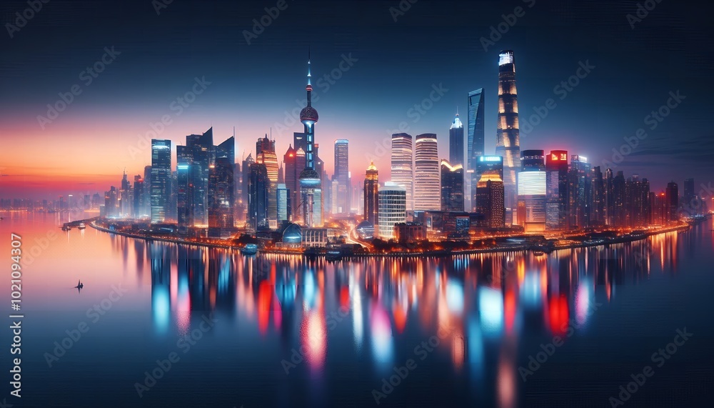 Naklejka premium city skyline at night