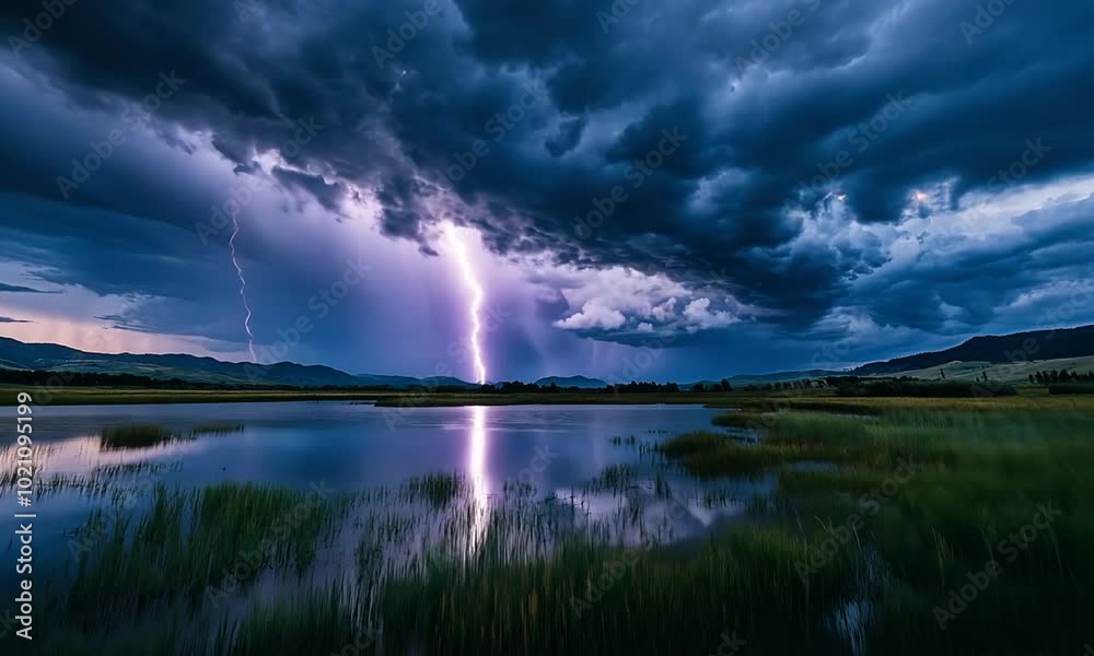 Lightning Storm Over a Lake Lightning Storm Over a Lake