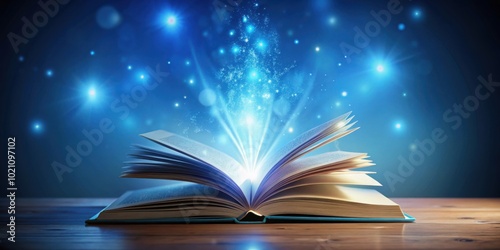 An Open Book Glowing With Magical Light From Its Pages, Surrounded by Sparkling Dust