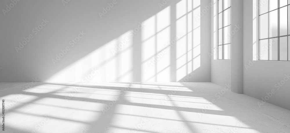 Fototapeta premium A large, empty room with a lot of windows