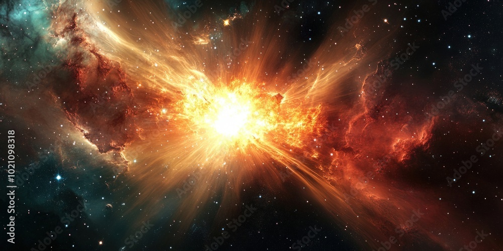 A mesmerizing cosmic explosion illuminates the galaxy with vibrant colors. A mesmerizing cosmic explosion illuminates the galaxy with vibrant colors.