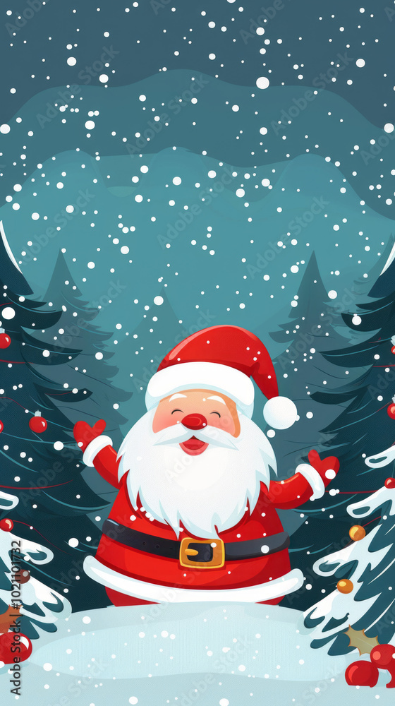 Santa Claus, a jolly figure in a red suit, stands beside a beautifully decorated Christmas tree, surrounded by gifts and snowman,Generated By Ai