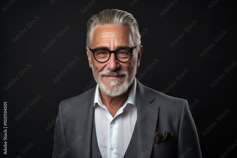 Portrait of a handsome senior man with grey hair. Isolated on black background. Portrait of a handsome senior man with grey hair. Isolated on black background.