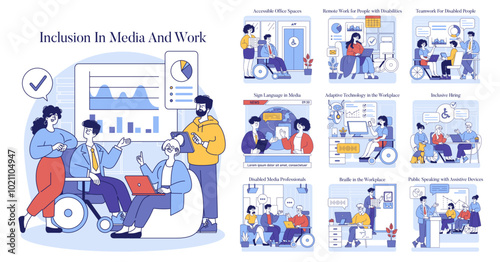 Inclusion In Media And Work. Flat Vector Illustration