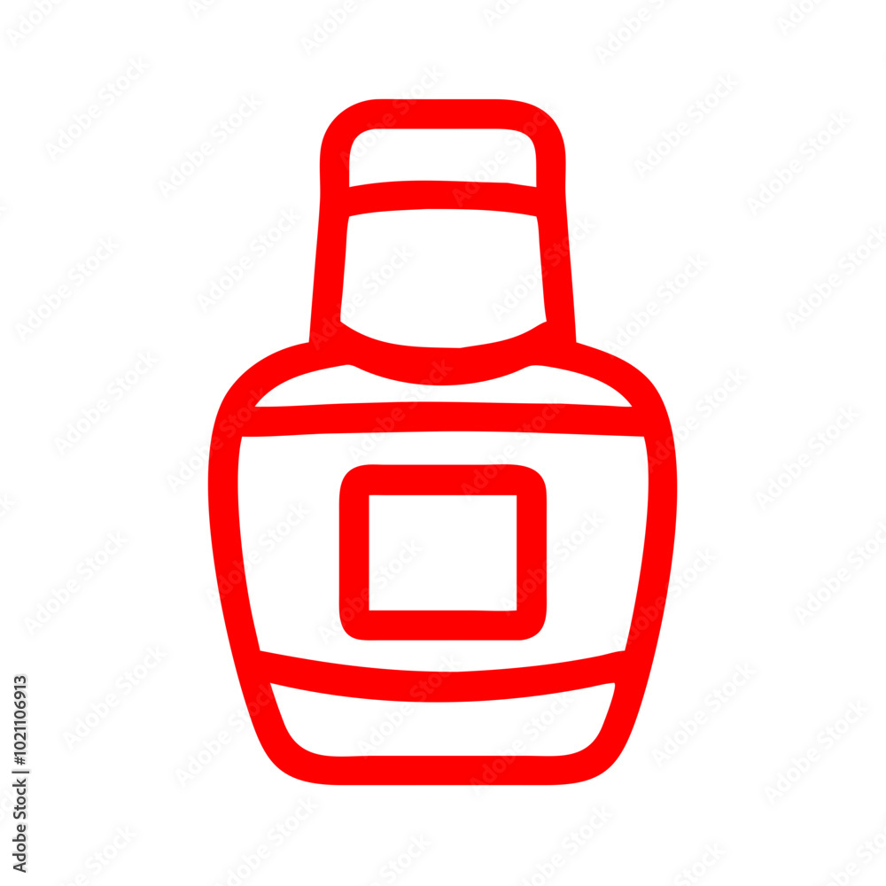 Red Line Art Perfume Bottle Icon, Minimalist Beauty Symbol Red Line Art Perfume Bottle Icon, Minimalist Beauty Symbol