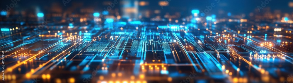 Futuristic digital cityscape at night Futuristic digital cityscape at night