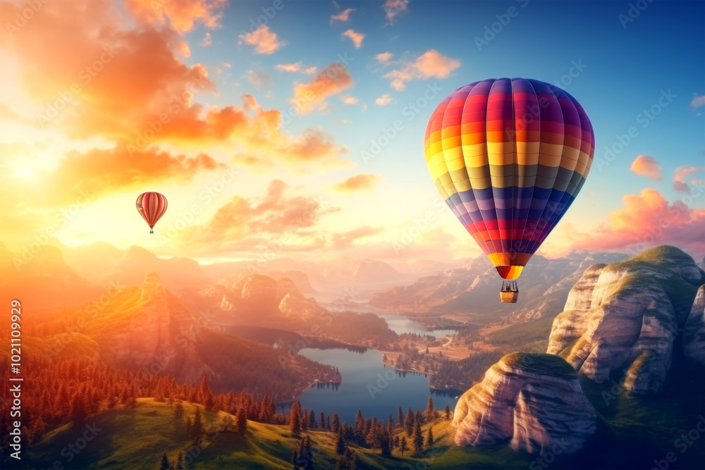 Fototapeta premium balloon floatting in forest on nature background