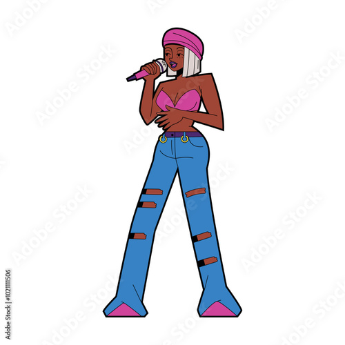 Vector Hip Hop Rapper Singer Cartoon Characters Illustration Isolated