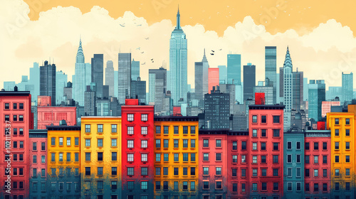 Flat vector illustration of a city landscape