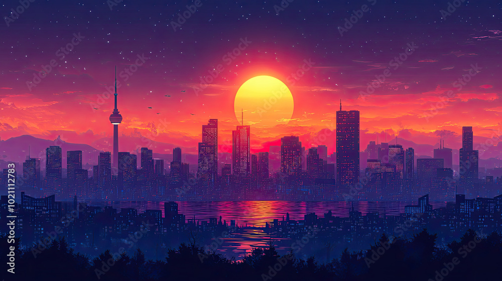 Flat vector illustration of a city landscape Flat vector illustration of a city landscape