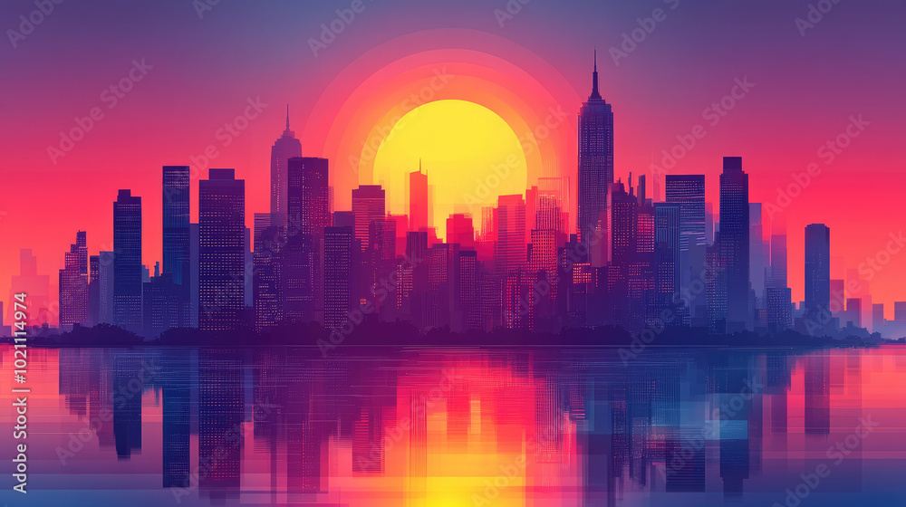 Fototapeta premium Flat vector illustration of a city landscape