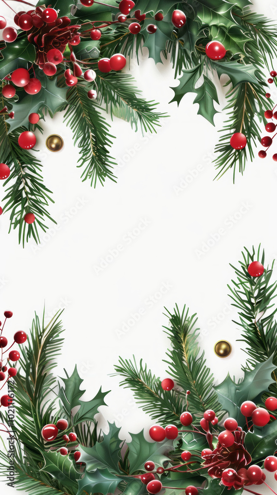Christmas Tree Branch Frame for Holiday Decoration,Generated By Ai Christmas Tree Branch Frame for Holiday Decoration,Generated By Ai