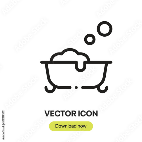 Bath icon vector. Linear-style sign for mobile concept and web design. Bath symbol illustration. Pixel vector graphics - Vector.