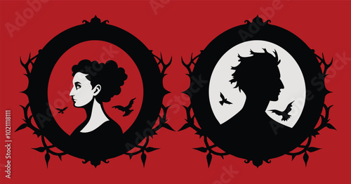 cameo silhouette vector on white background