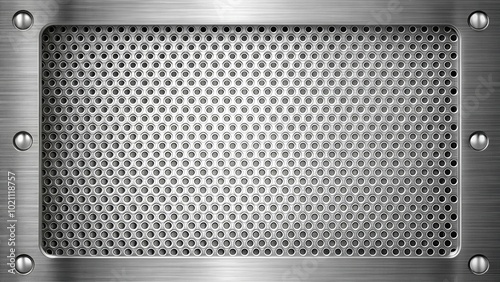Wallpaper Mural Metal Panel with a Perforated Mesh Design Featuring a Brushed Metal Surface and Circular Holes Torontodigital.ca
