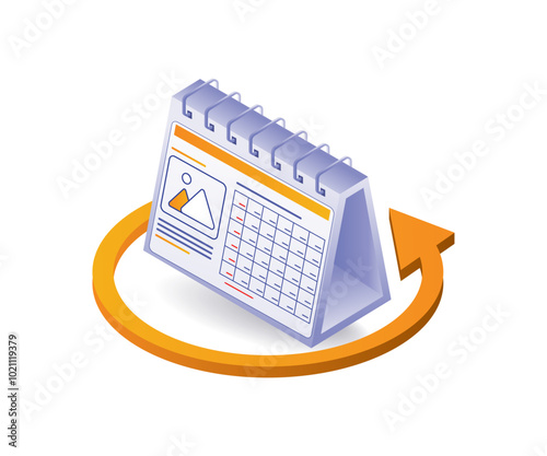 Circle rotation of the arrow of time on the calendar