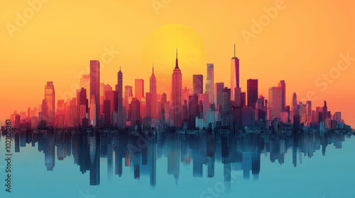 Flat vector illustration of a city landscape