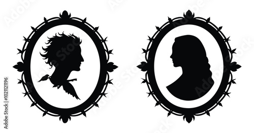 cameo silhouette vector on white background