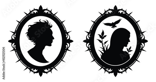 cameo silhouette vector on white background