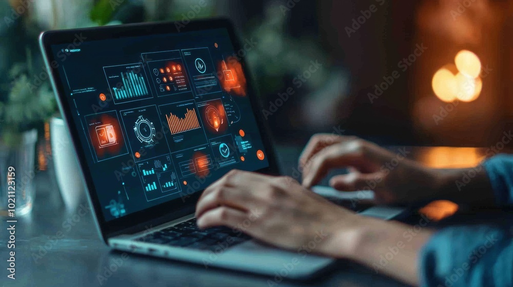 Comprehensive Digital Analytics Dashboard on Laptop Screen Comprehensive Digital Analytics Dashboard on Laptop Screen