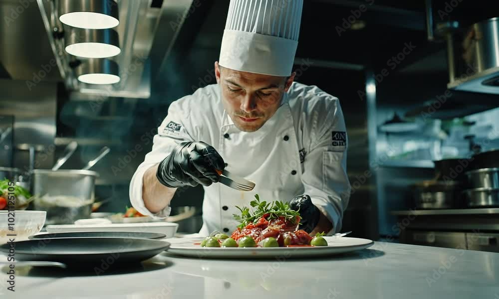 Chef Finishing a Dish Chef Finishing a Dish
