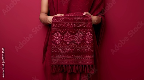 woman with red tippet 