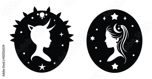 cameo silhouette vector on white background