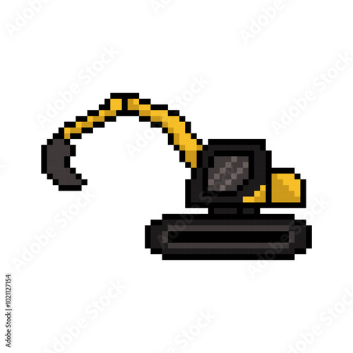 digging excavator vehicle pixel art