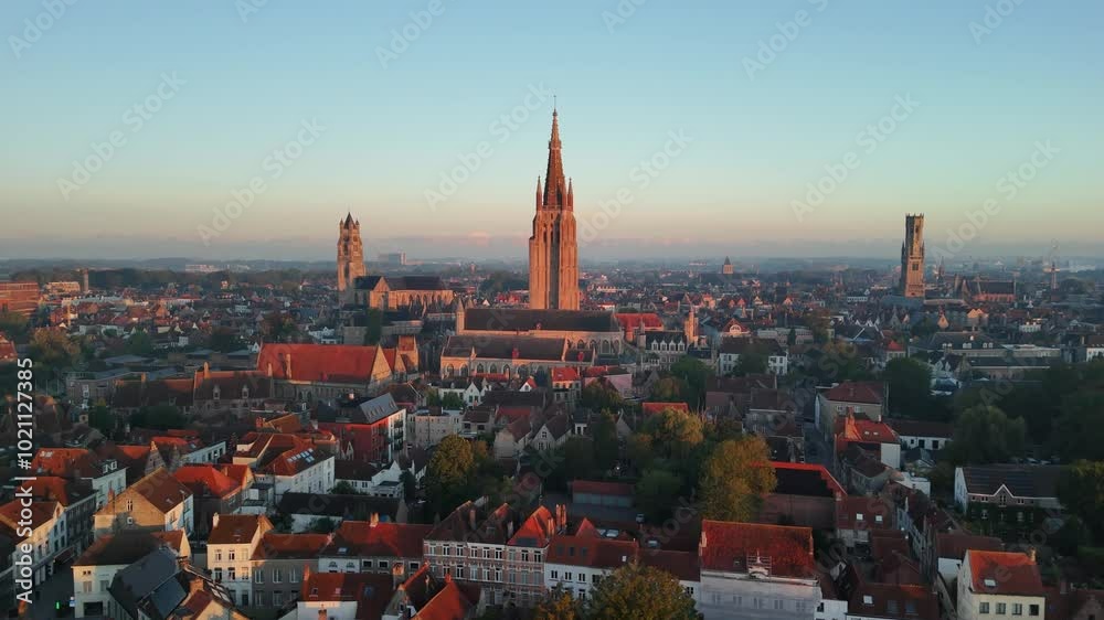 Exploring the enchanting skyline of Brugge at sunset with stunning architectural highlights Exploring the enchanting skyline of Brugge at sunset with stunning architectural highlights