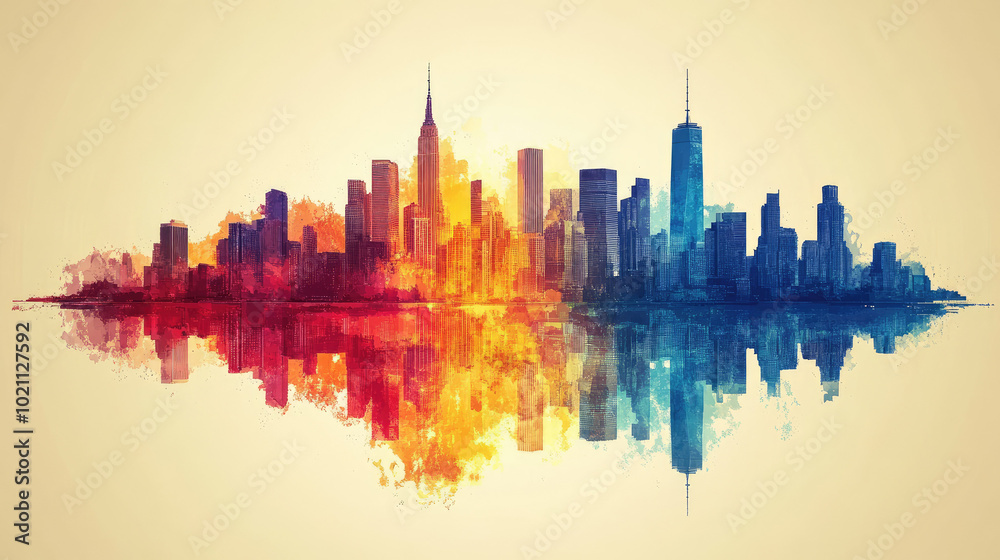 Obraz premium Flat vector illustration of a city landscape