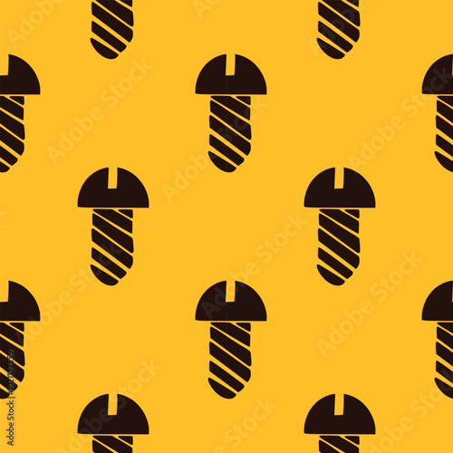  Black Head screws Seamless Pattern on yellow background illustration for Print, Wallpaper, Decoration.