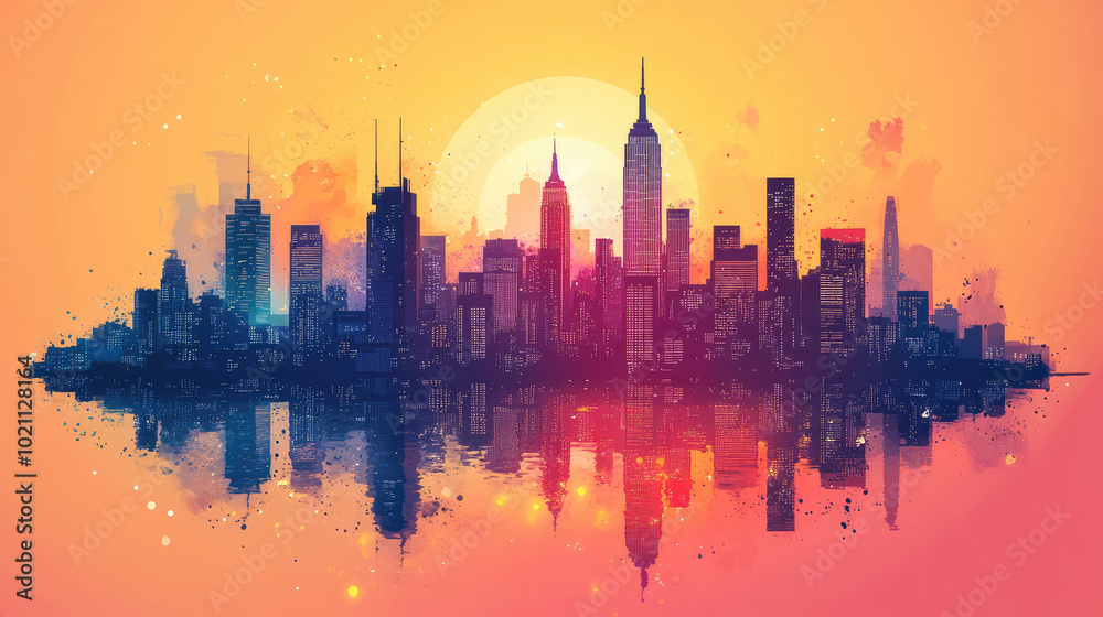 Fototapeta premium Flat vector illustration of a city landscape