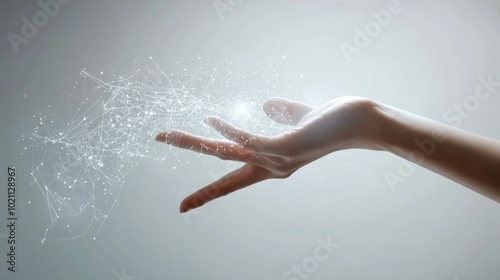 Magical Hand Gesture Emanating Ethereal Energy and Light