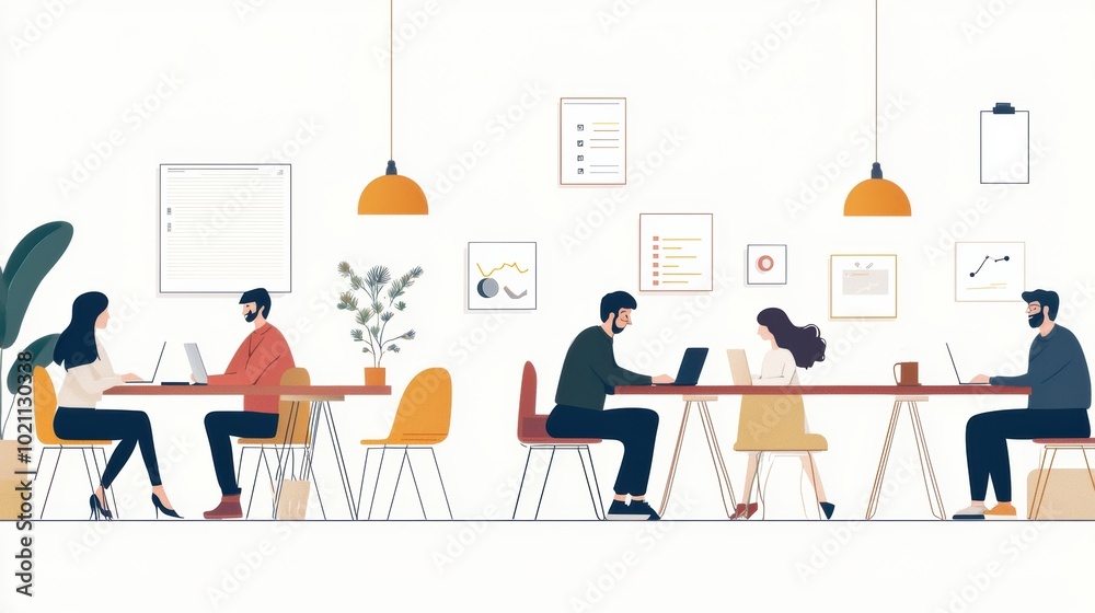 Coworkers Collaborating in Modern Office Environment for Business Productivity and Success Coworkers Collaborating in Modern Office Environment for Business Productivity and Success