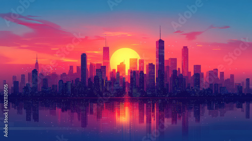 Flat vector illustration of a city landscape