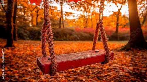 Vibrant Autumn Foliage, A scene of bright, colorful leaves dancing in the breeze amidst a serene park, showcasing the beauty of fall with a rich, warm backdrop.