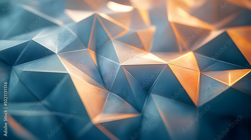 Abstract 3D Background with Geometric Shapes and Orange Light Abstract 3D Background with Geometric Shapes and Orange Light