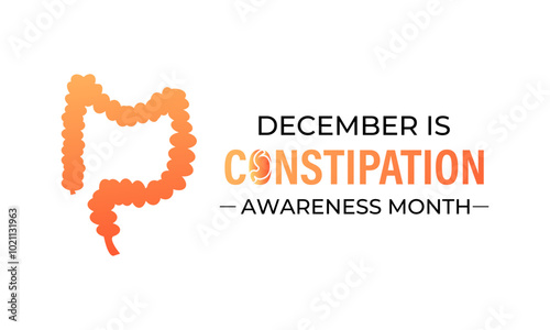 Constipation awareness month observed each year during December. Banner poster, flyer and background design template. Vector illustration.