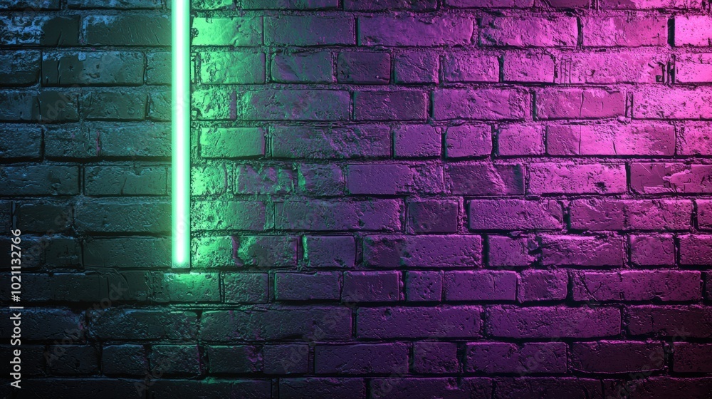 Vibrant Neon Brick Wall with Abstract Lighting Effects Vibrant Neon Brick Wall with Abstract Lighting Effects