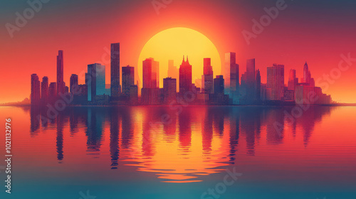 Flat vector illustration of a city landscape