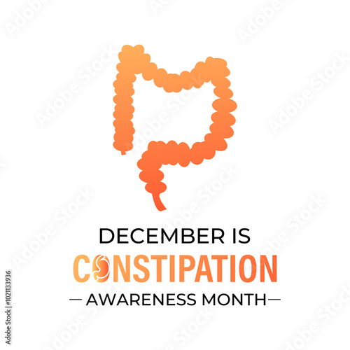 Constipation awareness month observed each year during December. Banner poster, flyer and background design template. Vector illustration.