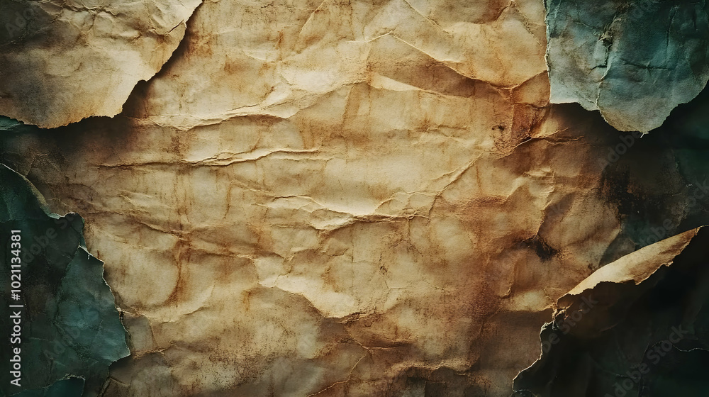 Fototapeta premium Abstract Background of Crumpled Paper with Brown and Green Tones
